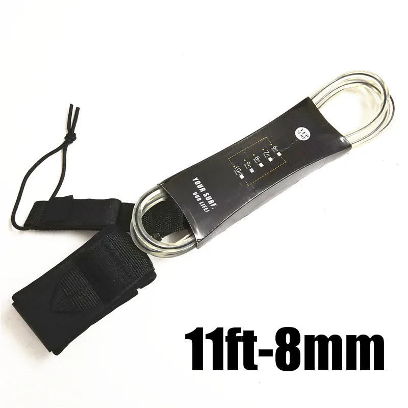 11ft 8mm Straight TPU Clear Black Surf Foot Leash Surfboard Leashes 8mm Foot Ropes