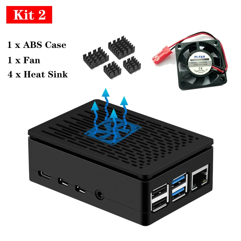 Kit 2 Raspberry Pi 4 корпус ABS Корпус Корпуса+ 3,5 дюймов TFT сенсорный экран ЖК-дисплей или крутой вентилятор охладитель для Raspberry Pi 4 Режим B - Цвет: Kit 2