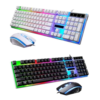 

USB plug and play Gaming Keyboard Mouse Set 104 keys Wired USB Ergonomic Keyboard Mouse with Rainbow color RGB Backlit