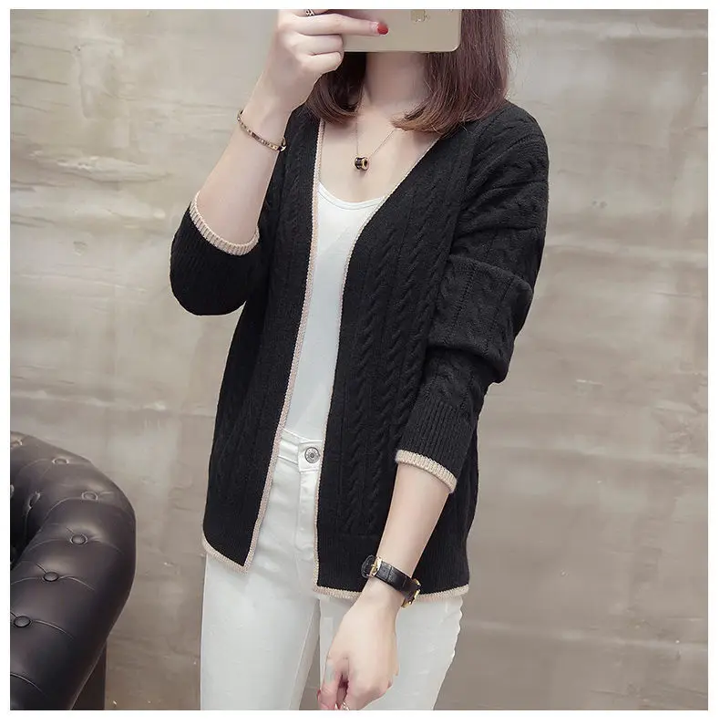 Cardigan de Malha Comprida com Decote em v Peonfly Feminino Outono Manga Camisola Cardigan Ponto Aberto Puxar Femme Azul 2021 24 High Quality Moda Feminina