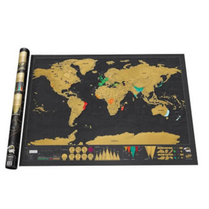 

82.5 X 59.4cm Scratch Map Scratch Off World Travel Map Room Decoration Wall Stickers Poster Copper Foil Personalized Journal