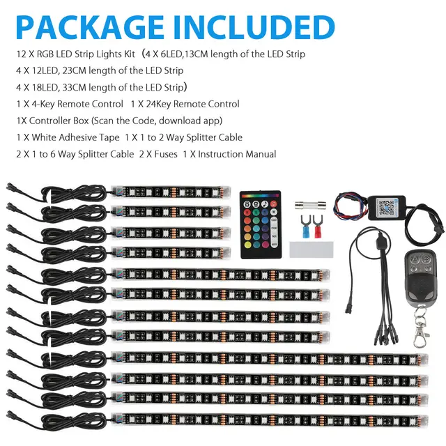 Strisce LED Neon Per Moto 12V - RGB Con Telecomando, Impermeabili, Universali Per Personalizzazione - Foto 8