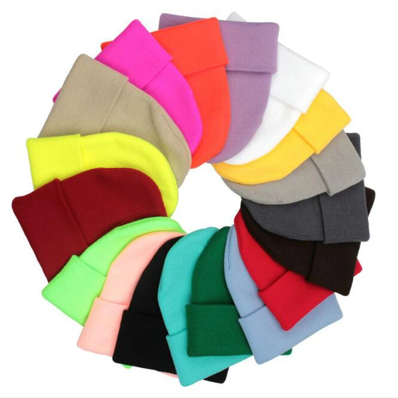 

Fashion Solid Color Knitted Beanies Hat Winter Warm Ski Hats Men Women Multicolor Skullies Caps Soft Elastic Cap Sport Bonnet
