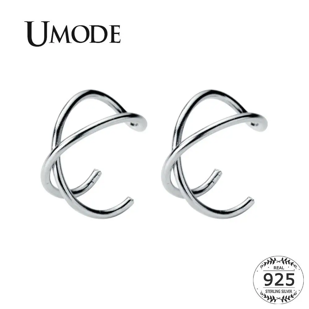 UMODE серебряные серьги в виде креста 925 серебряные серьги для женщин клипсы Кафф хорошее ювелирное изделие для женщин девушек подарки LE0545