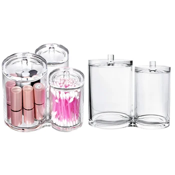 

2 Sets Acrylic Cotton Swabs Holder Storage Box Dustproof Cotton Bud Canister Storage Organizer With Lid For Home Swabs Holder