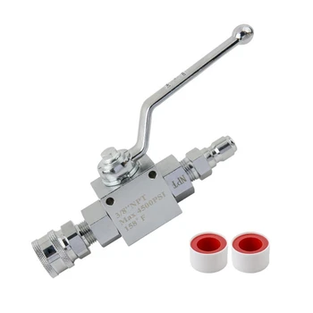 

High Pressure Washer Ball Valve Kit,Tape 3/8 Inch Quick Connect for Power Washer Hose, 4500 PSI