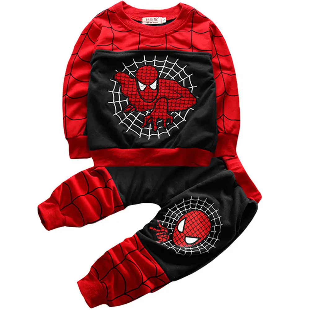 Новые детские осенне-зимние комплекты одежды из 3 предметов с человеком-пауком Топы+ жилет+ штаны, маскарадный костюм Новогодний костюм