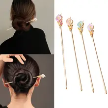 NEW Women Chinese Style Jewelry Accessories Hair Chopsticks Clip Fork Metal Glaze Hairpin Hair Stick