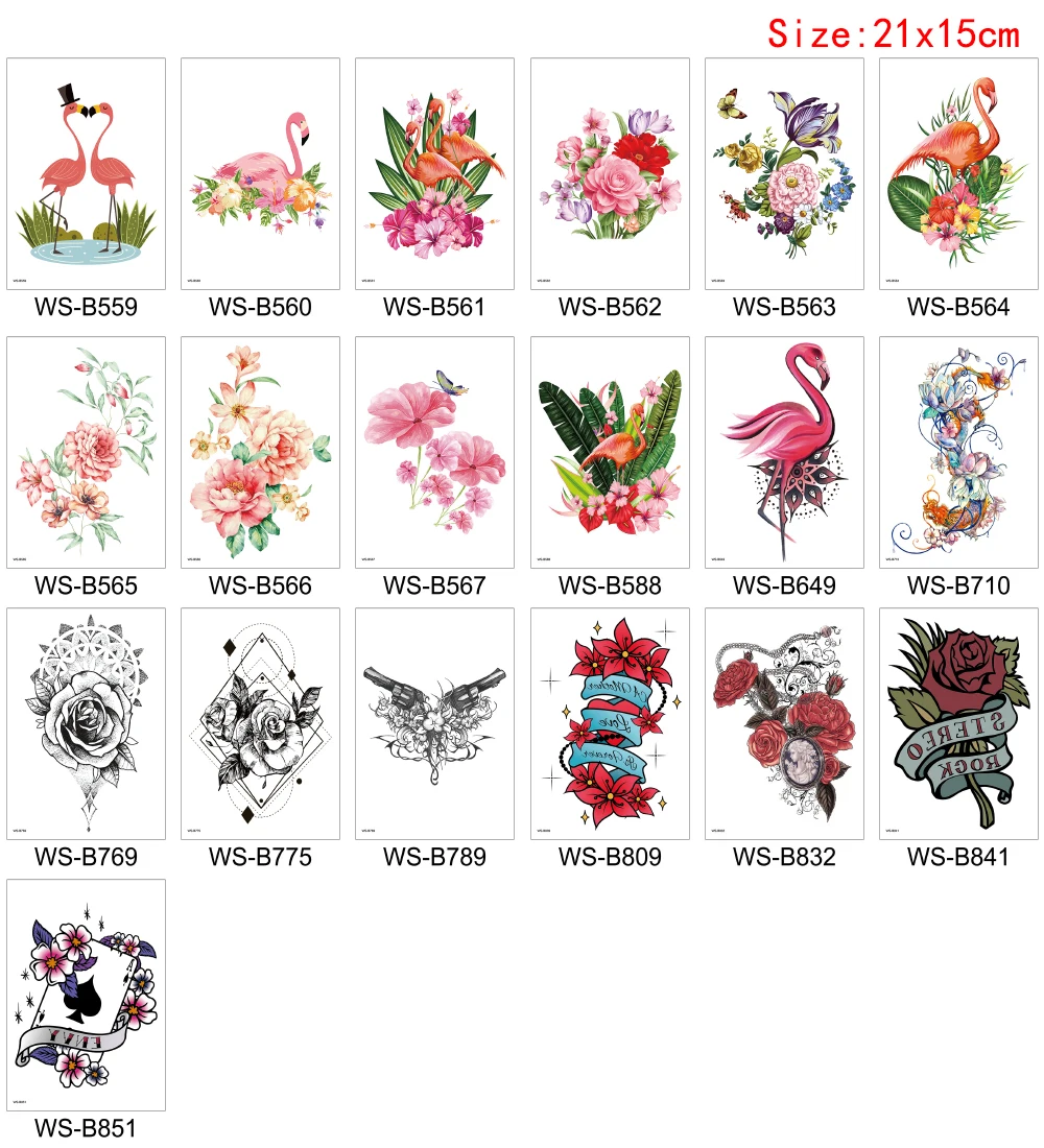 Arm Tattoo for Woman Girl Body Art Sticker Flamingo Flower Butterfly Decal Design Waterproof Temporary Water Transfer Tattoo New (5)