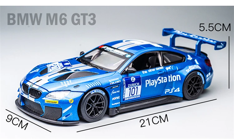 1:24 BMW M6 GT3 Rennauto Die Cast Modellauto Spielzeug Sammlung Geschenk Blau 1:24 BMW M6 GT3 Rennauto Die Cast Modellauto Spielzeug Sammlung Geschenk Blau