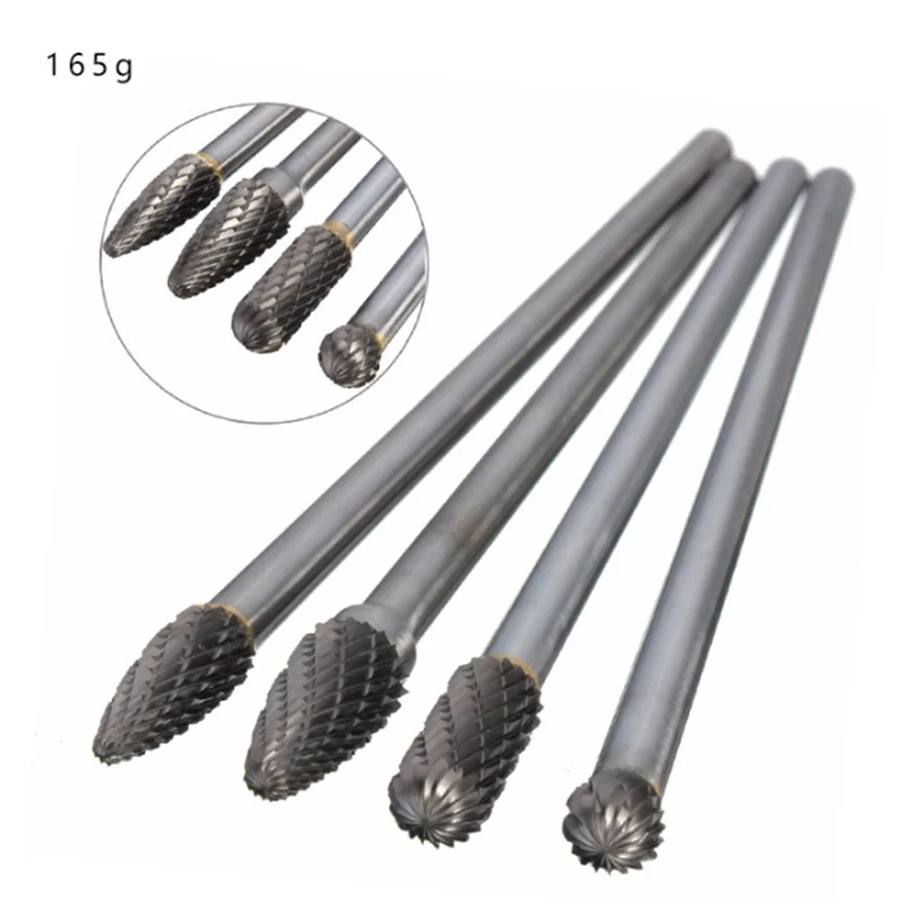 

4Pcs Efficient Double Cut Long Reach Burr Grinding Milling Tungsten Steel Professional Carbide Set Safe Easy Apply Rotary Tool
