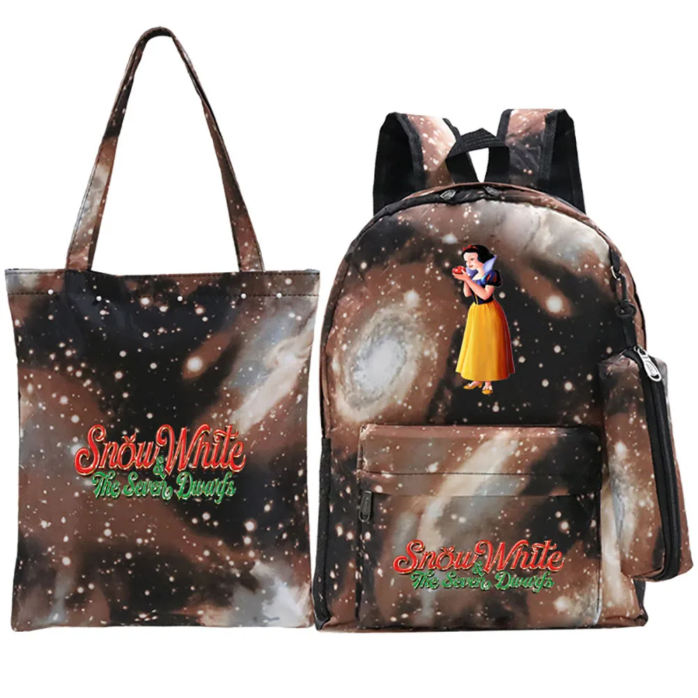 2021 Disney Cute Cartoon Snow White Student School Bag Girls Women Casual Backpack Three-Piece Large Backpack+Handbag+Pencil Bag