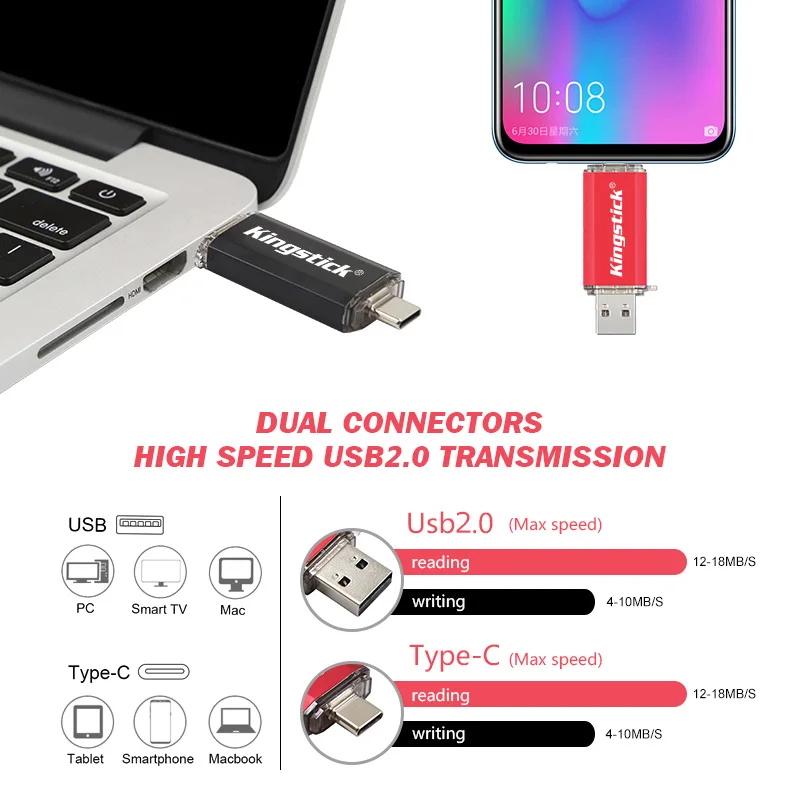 Флеш-накопитель OTG USB 2,0, флеш-накопитель, 128 ГБ, Тип C, Micro Usb накопитель, 16 ГБ, 32 ГБ, 64 ГБ, флешка для устройства type-C