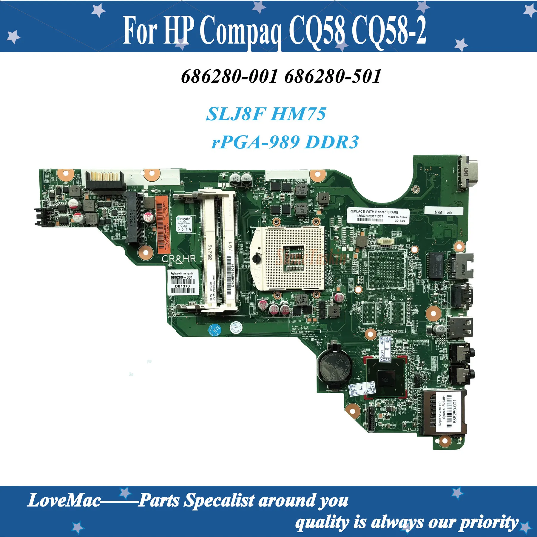 Высококачественный MB 686280-001 686280-501 для HP Compaq CQ58 CQ58-2 материнская плата ноутбука SLJ8F