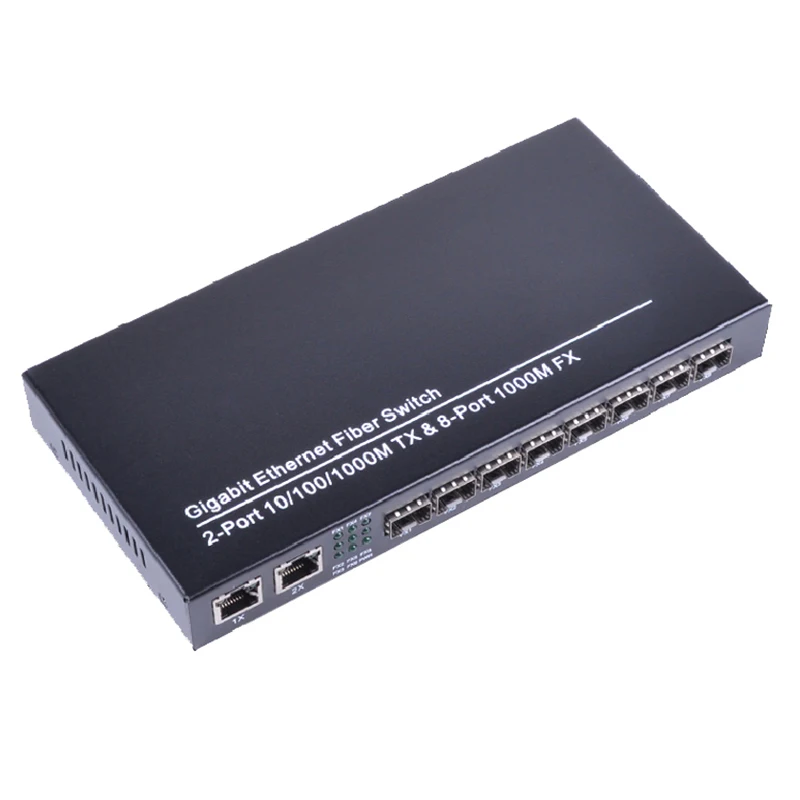 10/100/1000 м 8 sfp 2 rj45 волоконно-оптический коммутатор gigabit 8SFP 2 UTP волоконно-оптический al медиаконвертер для ip-камеры
