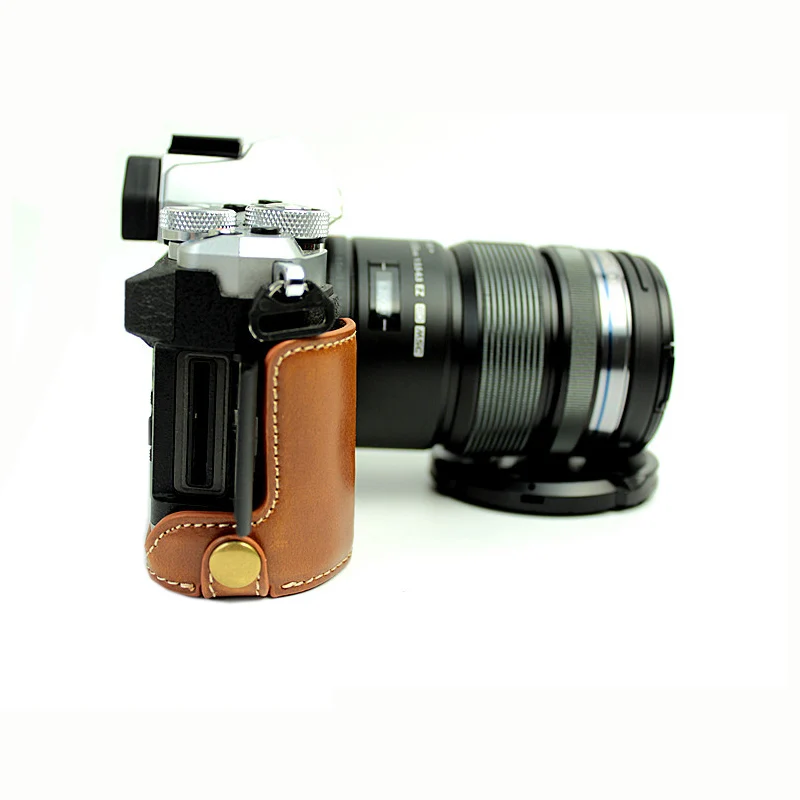 Из искусственной кожи чехол Половина крышка Камера сумка для Olympus E-M5 Mark ii EM5 MarkII em5II протектор оболочки с отверстием батареи