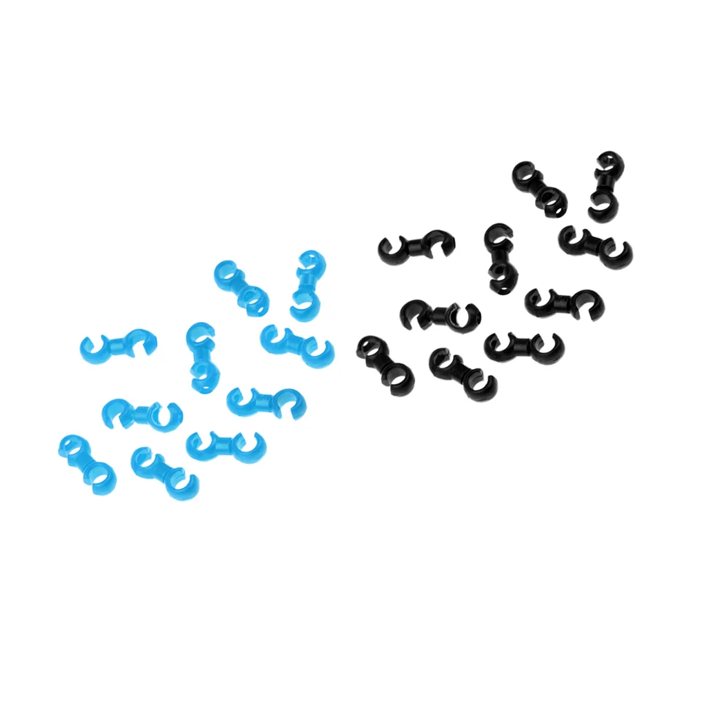20Pcs S-style Cable Clips, Cycling Bike Bicycle Buck Holes Brake Gear Housing Guides - Black,Blue