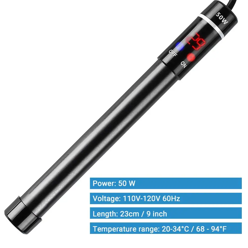 50W 110V-120V 60Hz NICREW погружной титановый нагреватель для аквариума, нагревательный стержень для аквариума, регулировка термометра 50 Вт/100 Вт/300 Вт, аксессуары для аквариумов - Цвет: 50W 110V-120V 60Hz