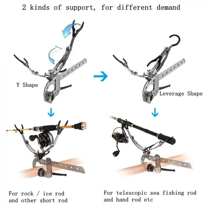 Stainless Steel Foldable Fishing Rod Stand Claw Shape Clamp Holder for Ice Raft Telescopic Hand Rod Bridge Fishing Hot Sale