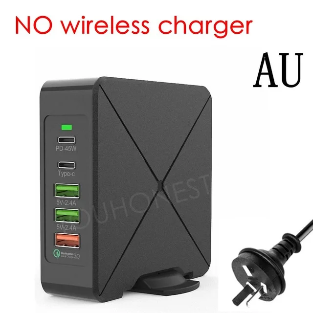 AU No wireless Для iphone huawei Macbook Air samsung быстрая USB зарядка 75 Вт Быстрая зарядка 3,0 usb type C PD адаптер питания для телефона Qi Беспроводное зарядное устройство - Тип штекера: AU No wireless