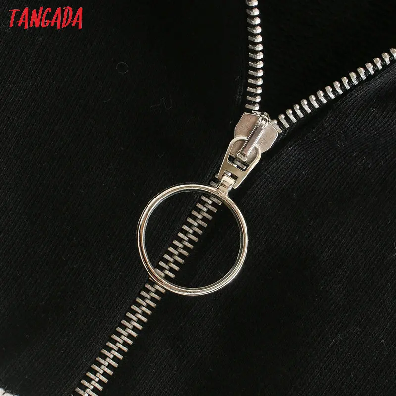 Tangada женские цветные толстовки с длинным рукавом в Корейском стиле, Пуловеры на молнии с капюшоном, Женские повседневные топы 3W75