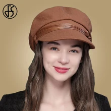 FS Модные женские шерстяные береты зима осень восьмиугольная шапка стильный художник газетчик шапки верблюжий Серый Повседневная Уличная одежда шляпа