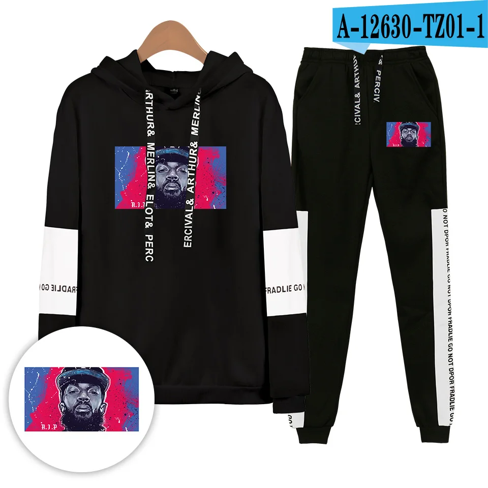 Nipsey hussle/толстовки высокого качества, толстовки и спортивные штаны, хлопковый комплект из двух предметов для мужчин и детей, спортивная одежда XXS-4XL - Цвет: Синий