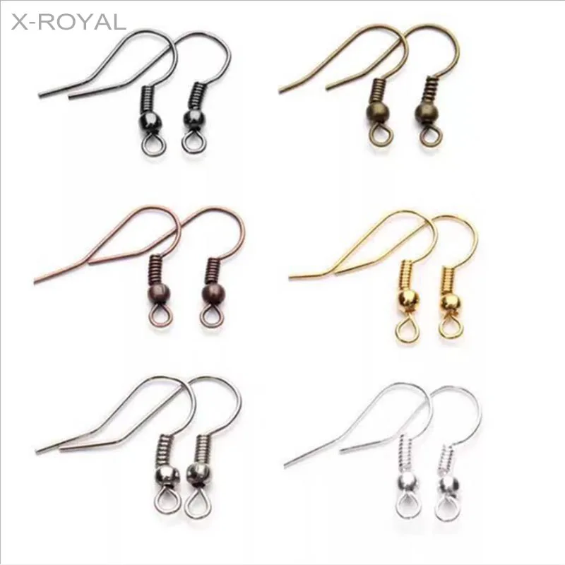 X-ROYAL 100 шт/Партия DIY Аксессуары для украшений крючки для серьг античный бронзовый розовое золото пистолет черный сплав металлический пружинный ушные крючки