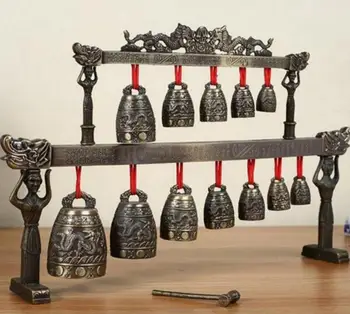 

Copper Statue Brass bells Chinese dragon Round shape glockenspiel Chimes ancient Chinese musical instrument metal handicraft hom