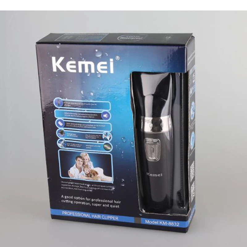 Kemei электрический триммер для волос KM-8832 Беспроводная перезаряжаемая машинка для стрижки волос Машинка для стрижки бороды Триммер моющийся низкий уровень шума