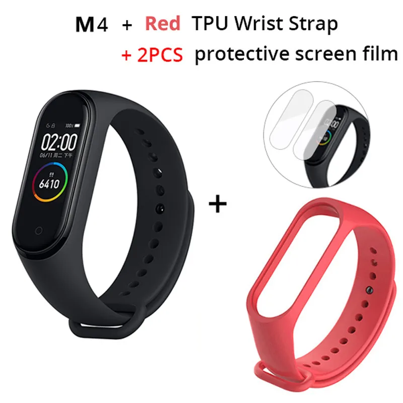 Black Red strap Умные часы с цветным экраном M4, спортивный фитнес-браслет, измеритель артериального давления, трекер активности для мужчин и женщин, часы для всех смартфонов - Цвет: Black Red strap