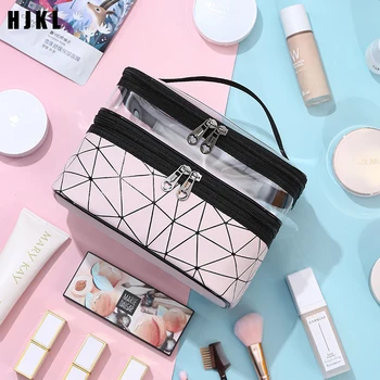 

2020Multifunction Double Transparent Cosmetic Bag Women Make Up Case Big Capacity Travel Makeup Organizer Toiletry Beauty Storag