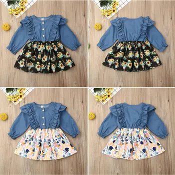 

Autumn Kid Baby Girl Clothes Party Sunflower Tutu Dress Princess Floral dress
