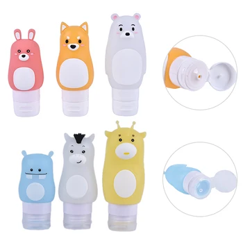 

Portable Cartoon Bear Hippo Animal Silicone Travel Case Organizer Shampoo Shower Gel Lotion Storage Refillable Bottle