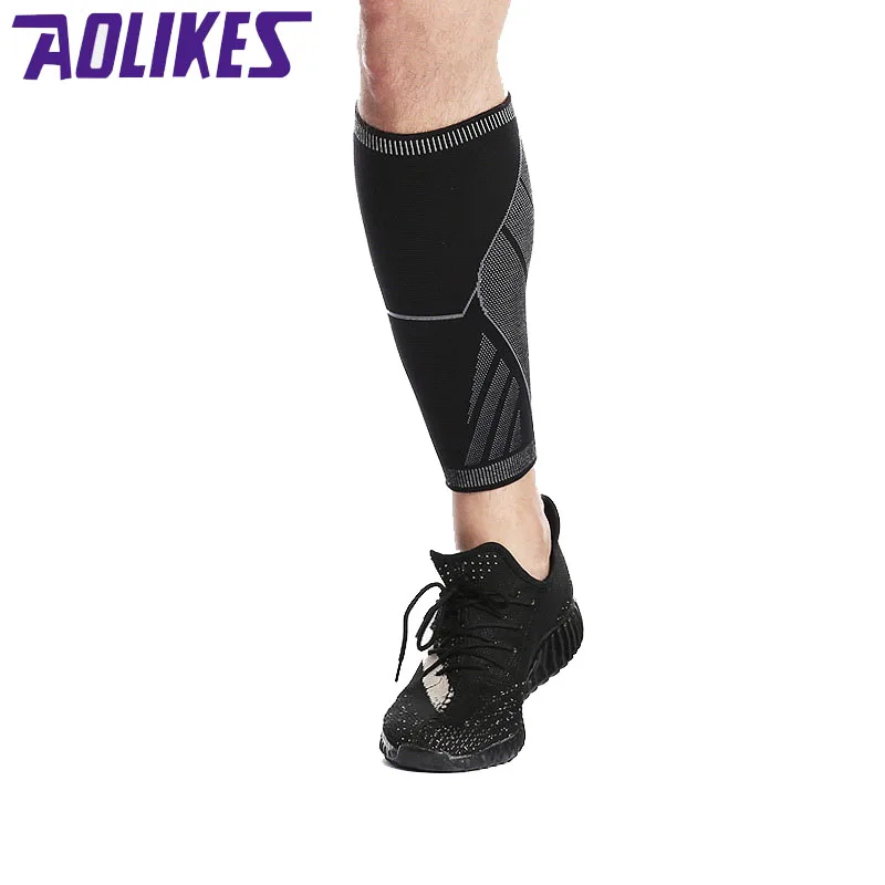 AOLIKES 1 шт. эластичные ткацкие Спортивные Компрессионные голени рукав Защита для ног бесшовные манжеты для запуска марафона баскетбольные щитки