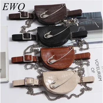 

EWQ / men's and women's Clothing accessories 2020 fashion Niche Tide Belt with semi-circular mini bag chain vintage belt 9Y1143