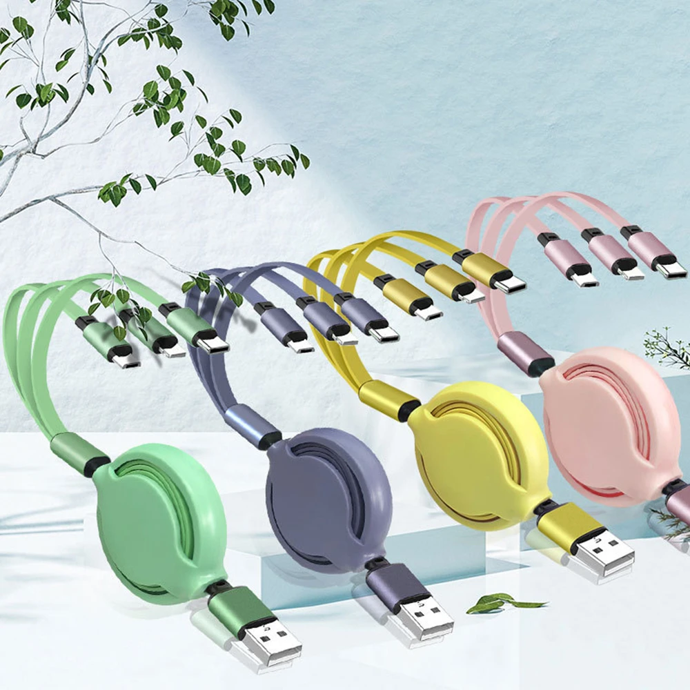 Fast Charge Multi Cable Lovely Little Animals and Cherry Blossoms Multi 3 in 1 Retractable Charger USB Cable with Micro USB//Type C Compatible with Cell Phones Tablets and More