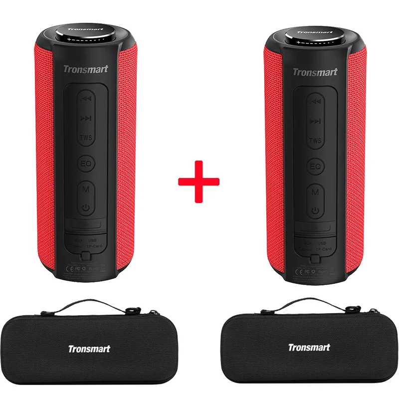 2 red add case Tronsmart T6 Plus Bluetooth динамик 40 Вт портативный динамик глубокий бас Саундбар с IPX6 Водонепроницаемый, power Bank функция SoundPulse - Цвет: 2 red add case