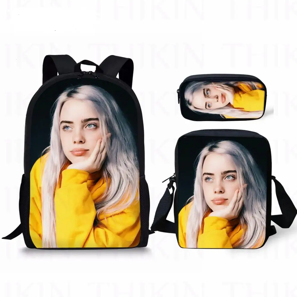 3D Billie Eilish принт Детская школьная книга сумки набор знаменитая девочка 3 шт./компл. модные детские школьные рюкзаки для мальчиков и девочек Mochila - Цвет: as pictures