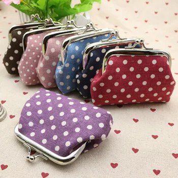 

Vintage Dot Printed Lady Small Purse Girls Sweet Portable Coin Key Bag Retro Cute Mini Hand Bag Wallet High Quality