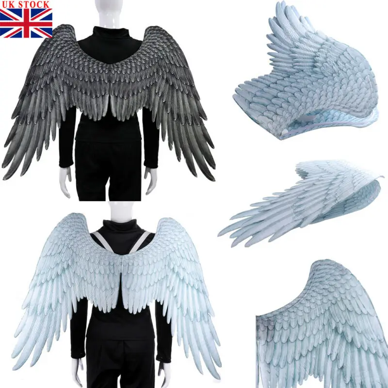 Gothic Raven Feather Wings Dark Fallen Angel Halloween Fancy Props Model Costume 