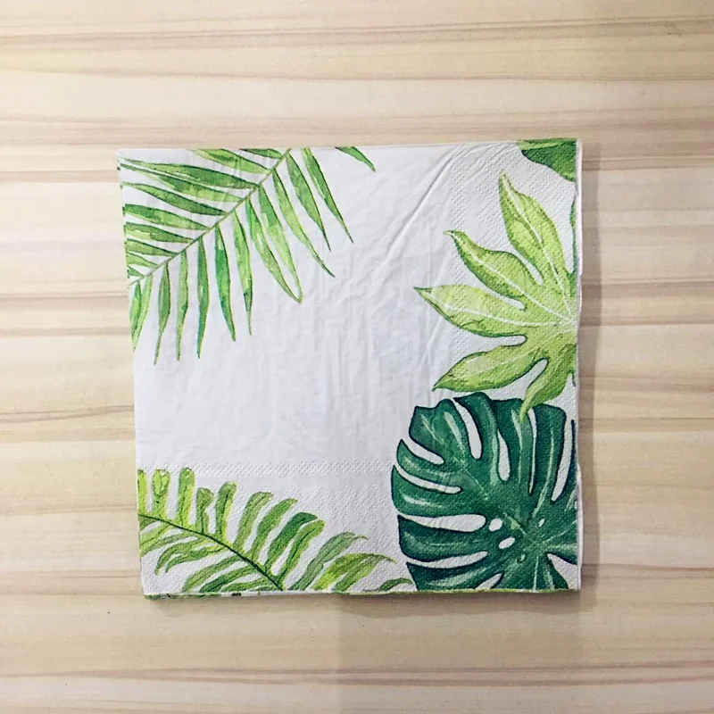 Одноразовый набор посуды для вечеринки зеленые листья пальмы бумажная тарелка чашка Гавайская тема событие Праздник День Рождения Вечеринка Принадлежности Декор