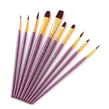 

50 Piece Set Purple Artist Brush Set Nylon Head Watercolor Acrylic Oil Painting Brush Painting Art