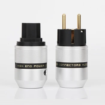 

HI-End Gold Plated EU Schuko Male Female Plug Power Cable European Standard Power Connector