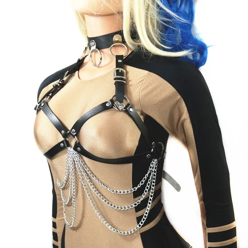 Sexy Body Harness Woman Chain Top Punk Rock Leather Belt Club Festival Fashion Jewelry Goth Accessories