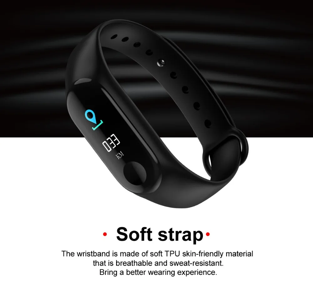 M3 Smart Bracelet Fitness Smart Band Tracker Sport Pedometer Heart Rate Blood Pressure Bluetooth Health Wirstband Waterproof (3)