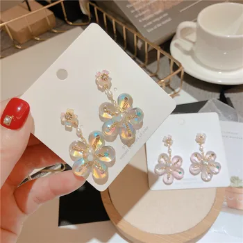 

crystal flowers stud earrings earrings product needle spring and summer production and processing