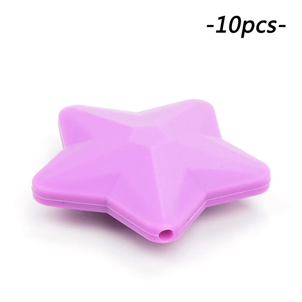 LOFCA 10 шт. силиконовые бусины Мягкие Детские Прорезыватели для зубов Diy ювелирные изделия браслет колье и кулон детский Прорезыватель силиконовая звезда - Цвет: Medium purple