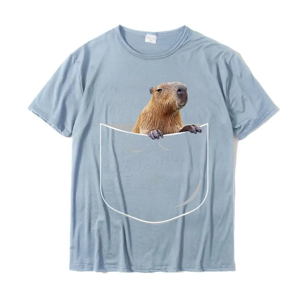 Classic T-Shirt Short Sleeve Custom Latest Men Summer Tops Shirt Custom Tops Shirt Crew Neck 100% Cotton Fabric Pocket Capybara Shirt Funny Capybara In Pocket Gift Tshirt__30275 light