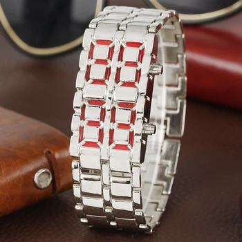 

Men's Watch Full Metal Digital Lava Qaurtz Wrist Watch Iron Metal Red LED Blue LED Samurai for Men Boy Sports Watch Reloj Hombre